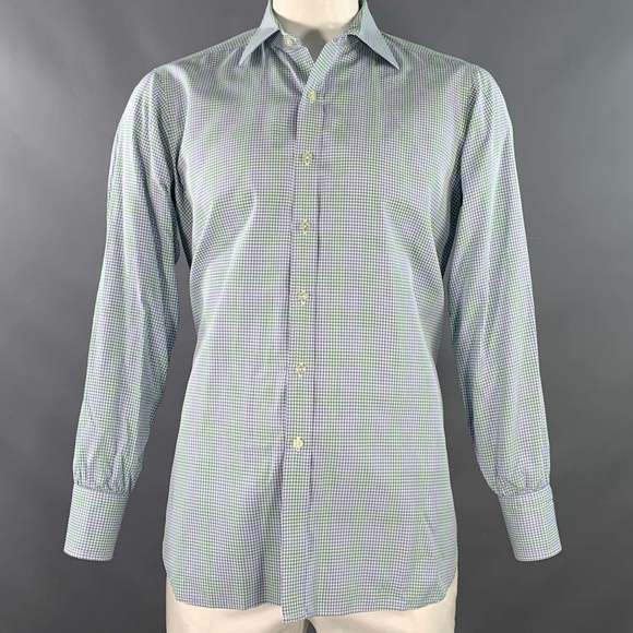 TURNBULL & ASSER Other - TURNBULL & ASSER Green Blue Gingham Cotton Long Sleeve Shirt